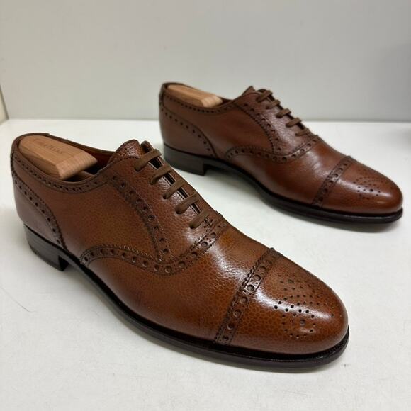 EXCELLENT Crockett & Jones x Polo Ralph Lauren Scotch Grain Cap Toe Bal 10 - Picture 5 of 13
